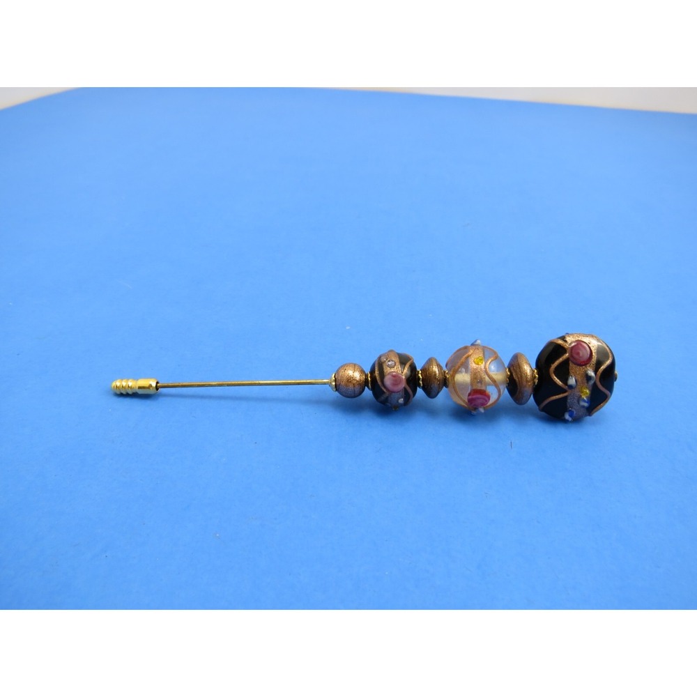 Vintage Ornate Glass Beads Hat Pin Stick